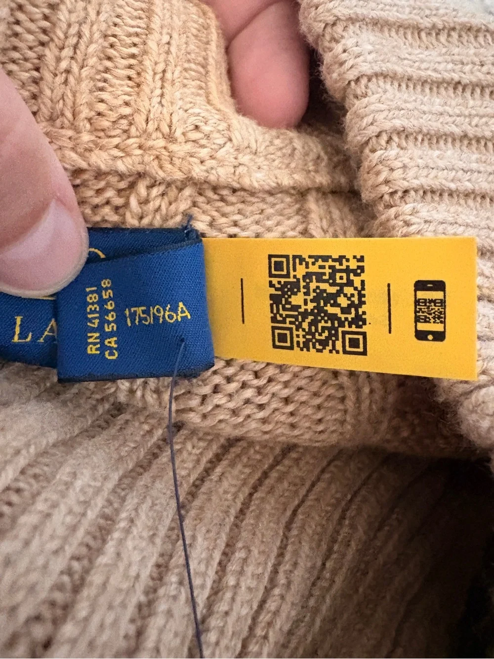 NWT Polo Ralph Lauren Cable-Knit Cotton Quarter-Zip Sweater Camel Melange M - Picture 7 of 11
